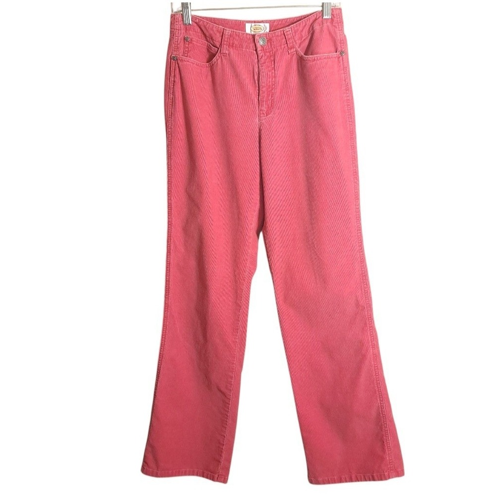 TALBOTS Women's Pink Watermelon Corduroy High Waist Straight Leg Pants Casual 6